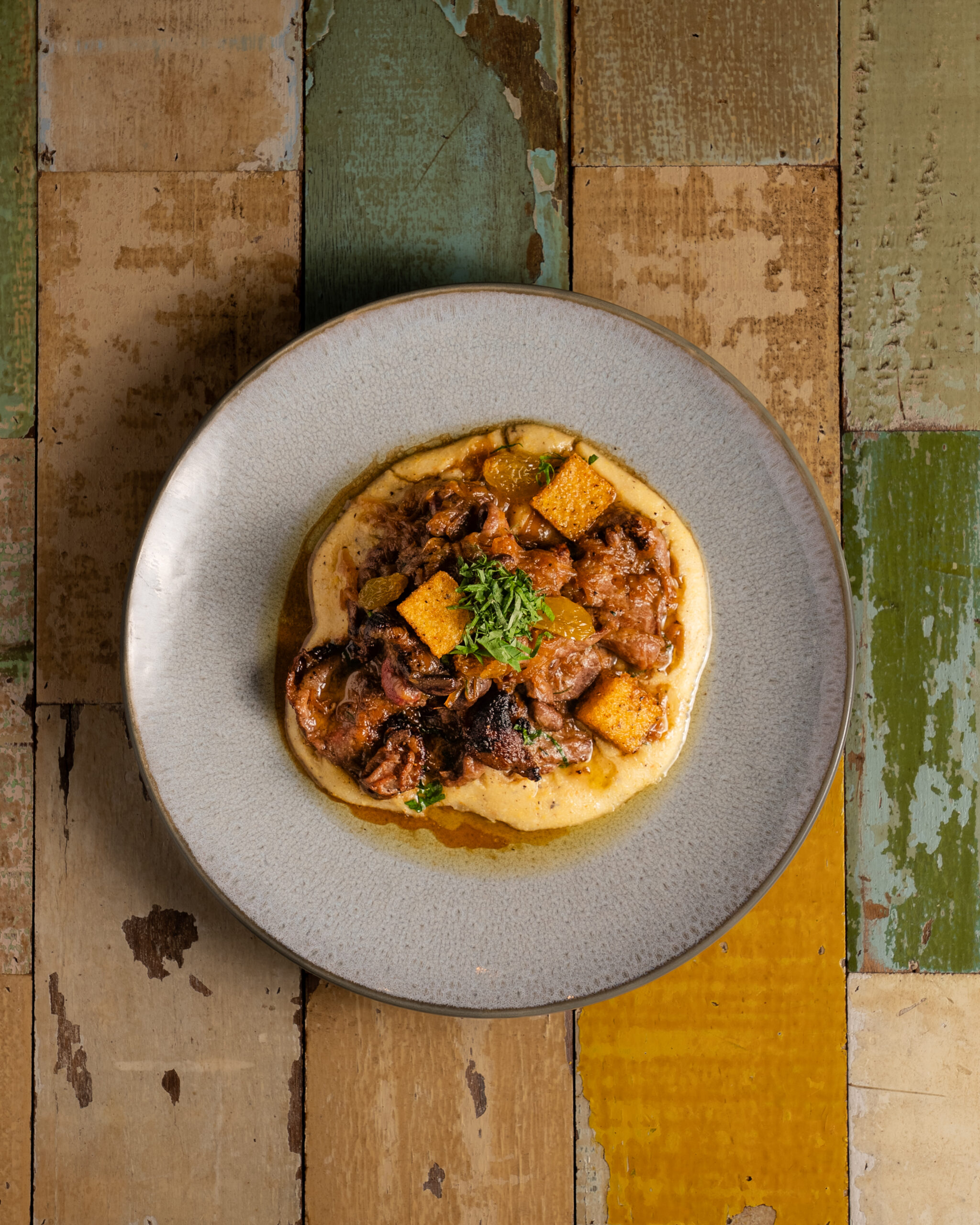 FEGATO ALLA VENEZIANA, POLENTA GRIGLIATA